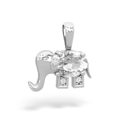 White Topaz Elephant 14K White Gold pendant P2555