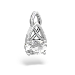 White Topaz Celtic Trinity Knot 14K White Gold pendant P2389