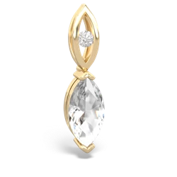 White Topaz Marquise Drop 14K Yellow Gold pendant P5333