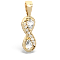 White Topaz Diamond Infinity 14K Yellow Gold pendant P5390