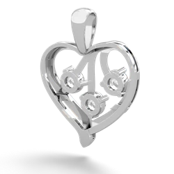 White Topaz Glowing Heart 14K White Gold pendant P2233