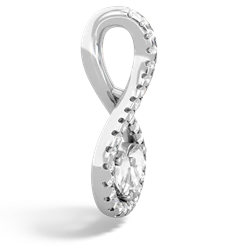 White Topaz Pave Twist 'One Heart' 14K White Gold pendant P5360