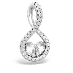 White Topaz Pave Twist 'One Heart' 14K White Gold pendant P5360