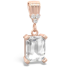 White Topaz Art Deco Dangle 14K Rose Gold pendant P1937