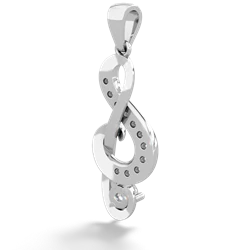 White Topaz G-Clef Music 14K White Gold pendant P5830