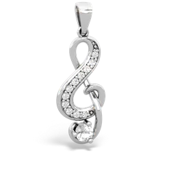 White Topaz G-Clef Music 14K White Gold pendant P5830