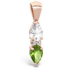White Topaz Bowtie Drop 14K Rose Gold pendant P0865