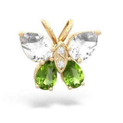 White Topaz Butterfly 14K Yellow Gold pendant P2215