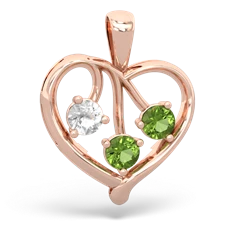 White Topaz Glowing Heart 14K Rose Gold pendant P2233
