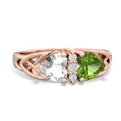 White Topaz Celtic Knot Double Heart 14K Rose Gold ring R5040