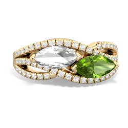 White Topaz Diamond Rivers 14K Yellow Gold ring R3070