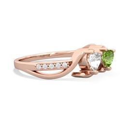 White Topaz Side By Side 14K Rose Gold ring R3090