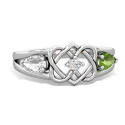 White Topaz Hearts Intertwined 14K White Gold ring R5880