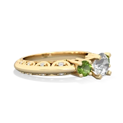 White Topaz Art Deco Eternal Embrace Engagement 14K Yellow Gold ring C2003