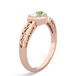 White Topaz Filligree 'One Heart' 14K Rose Gold ring R5070