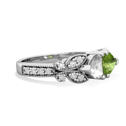 White Topaz Diamond Butterflies 14K White Gold ring R5601