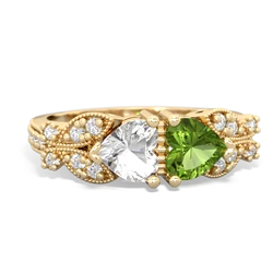 White Topaz Diamond Butterflies 14K Yellow Gold ring R5601