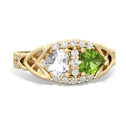 White Topaz Sparkling Celtic Knot 14K Yellow Gold ring R2645