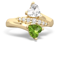 White Topaz Heart To Heart 14K Yellow Gold ring R2064