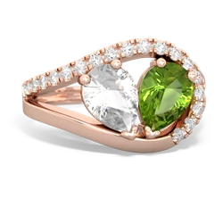 White Topaz Nestled Heart Keepsake 14K Rose Gold ring R5650