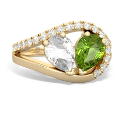 White Topaz Nestled Heart Keepsake 14K Yellow Gold ring R5650