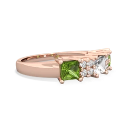 White Topaz Three Stone Diamond Cluster 14K Rose Gold ring R2592