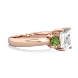 White Topaz Three Stone Emerald-Cut Trellis 14K Rose Gold ring R4021