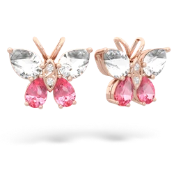 White Topaz Butterfly 14K Rose Gold earrings E2215