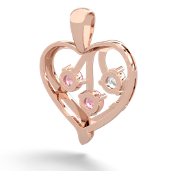 White Topaz Glowing Heart 14K Rose Gold pendant P2233