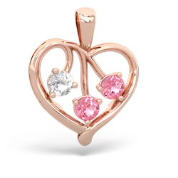 White Topaz Glowing Heart 14K Rose Gold pendant P2233