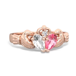 White Topaz 'Our Heart' Claddagh 14K Rose Gold ring R2388