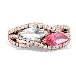 White Topaz Diamond Rivers 14K Rose Gold ring R3070