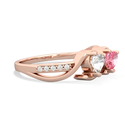 White Topaz Side By Side 14K Rose Gold ring R3090