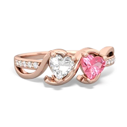 White Topaz Side By Side 14K Rose Gold ring R3090