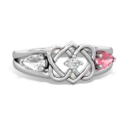 White Topaz Hearts Intertwined 14K White Gold ring R5880
