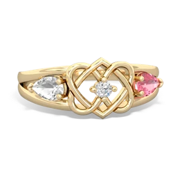 White Topaz Hearts Intertwined 14K Yellow Gold ring R5880