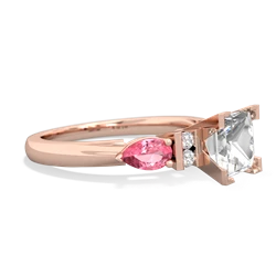 White Topaz 6Mm Princess Eternal Embrace Engagement 14K Rose Gold ring C2002