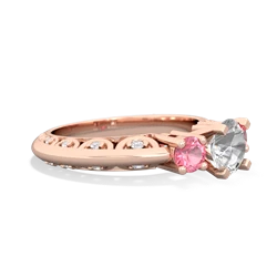 White Topaz Art Deco Eternal Embrace Engagement 14K Rose Gold ring C2003