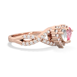 White Topaz Diamond Twist 'One Heart' 14K Rose Gold ring R2640HRT