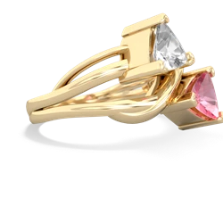 White Topaz Split Band Swirl 14K Yellow Gold ring R2341