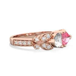 White Topaz Diamond Butterflies 14K Rose Gold ring R5601