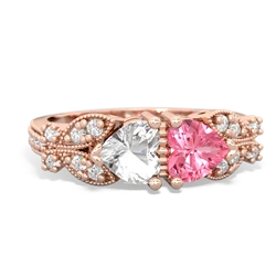 White Topaz Diamond Butterflies 14K Rose Gold ring R5601