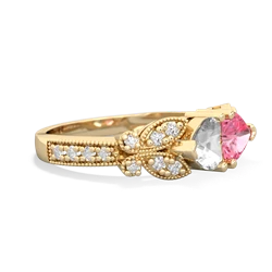 White Topaz Diamond Butterflies 14K Yellow Gold ring R5601