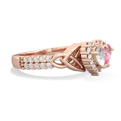 White Topaz Celtic Knot Two Hearts As One 14K Rose Gold ring R2644HRT