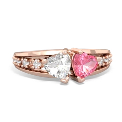 White Topaz Heart To Heart 14K Rose Gold ring R3342