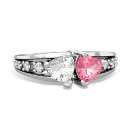 White Topaz Heart To Heart 14K White Gold ring R3342