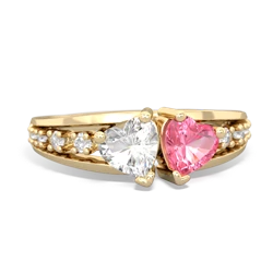 White Topaz Heart To Heart 14K Yellow Gold ring R3342