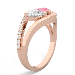 White Topaz Nestled Heart Keepsake 14K Rose Gold ring R5650