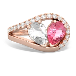 White Topaz Nestled Heart Keepsake 14K Rose Gold ring R5650