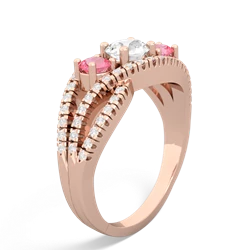 White Topaz Three Stone Aurora 14K Rose Gold ring R3080